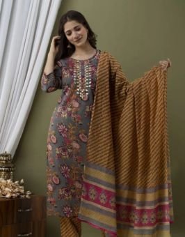Floral Printed Anarkali Kurta Set with Dupatta