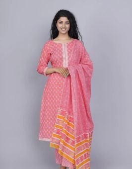Floral Printed Anarkali Kurta Set with Dupatta