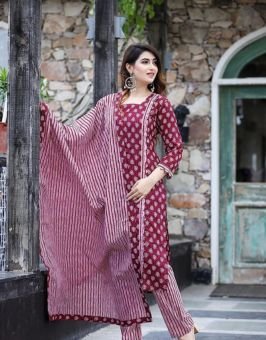 Floral Printed Anarkali Kurta Set with Dupatta