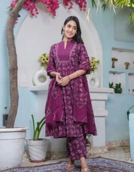 Floral Printed Anarkali Kurta Set with Dupatta